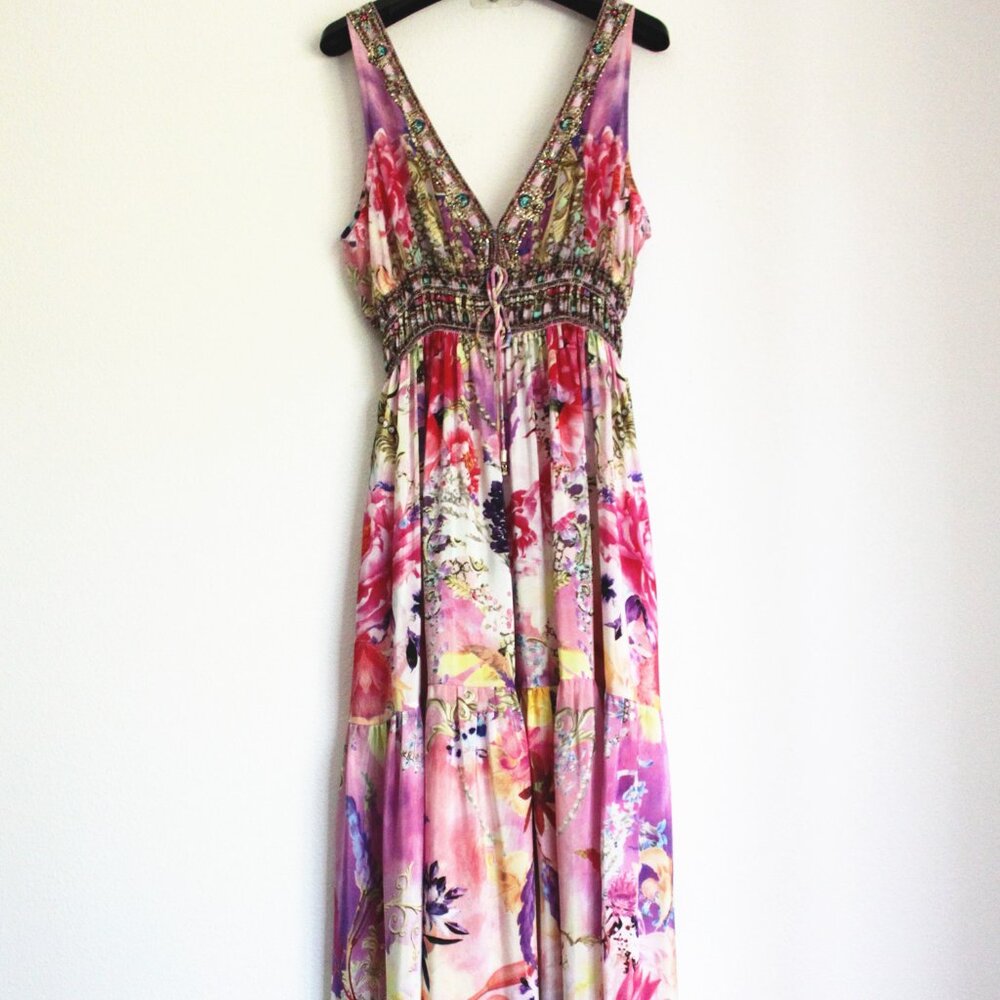 Camilla Shirred Waist Detail Maxi Dress, Sonic Symphonies, Size S - Picture 6 of 8